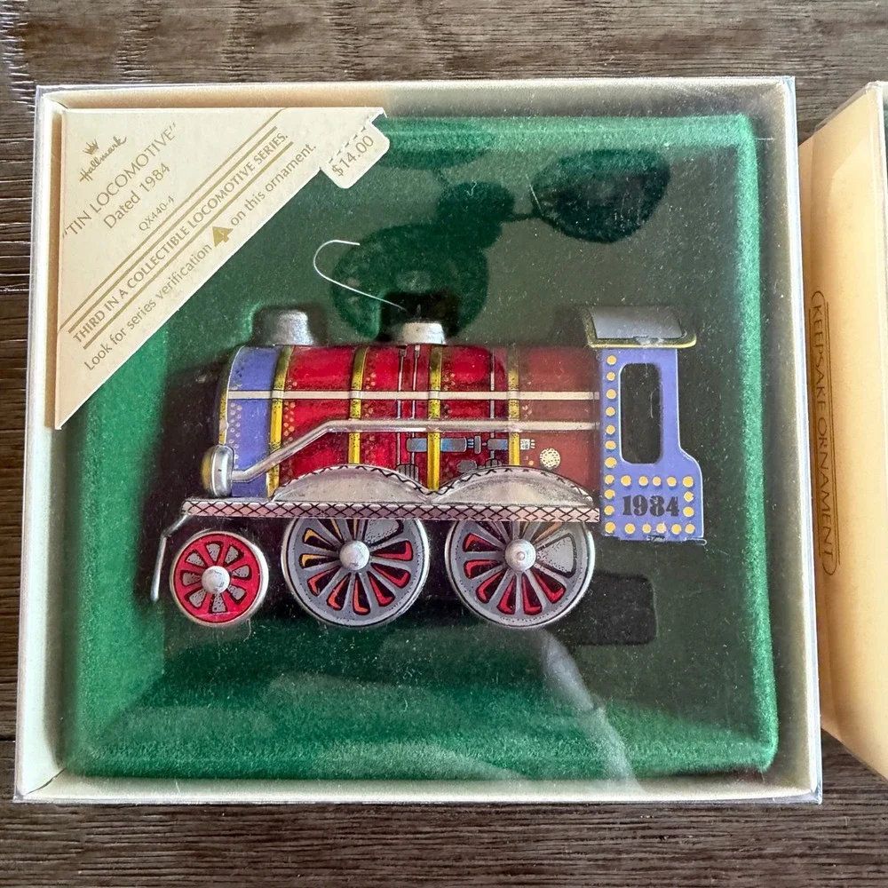 Hallmark Tin Locomotive Christmas‎ Ornaments 1983 1984 Vintage (Lot of 2)